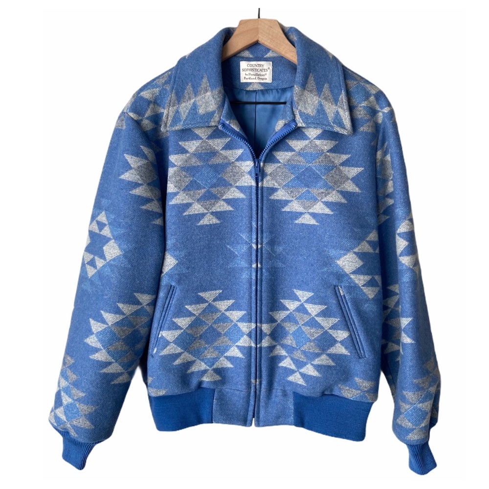 Vintage Pendleton blue Aztec bomber jacket 1970’s